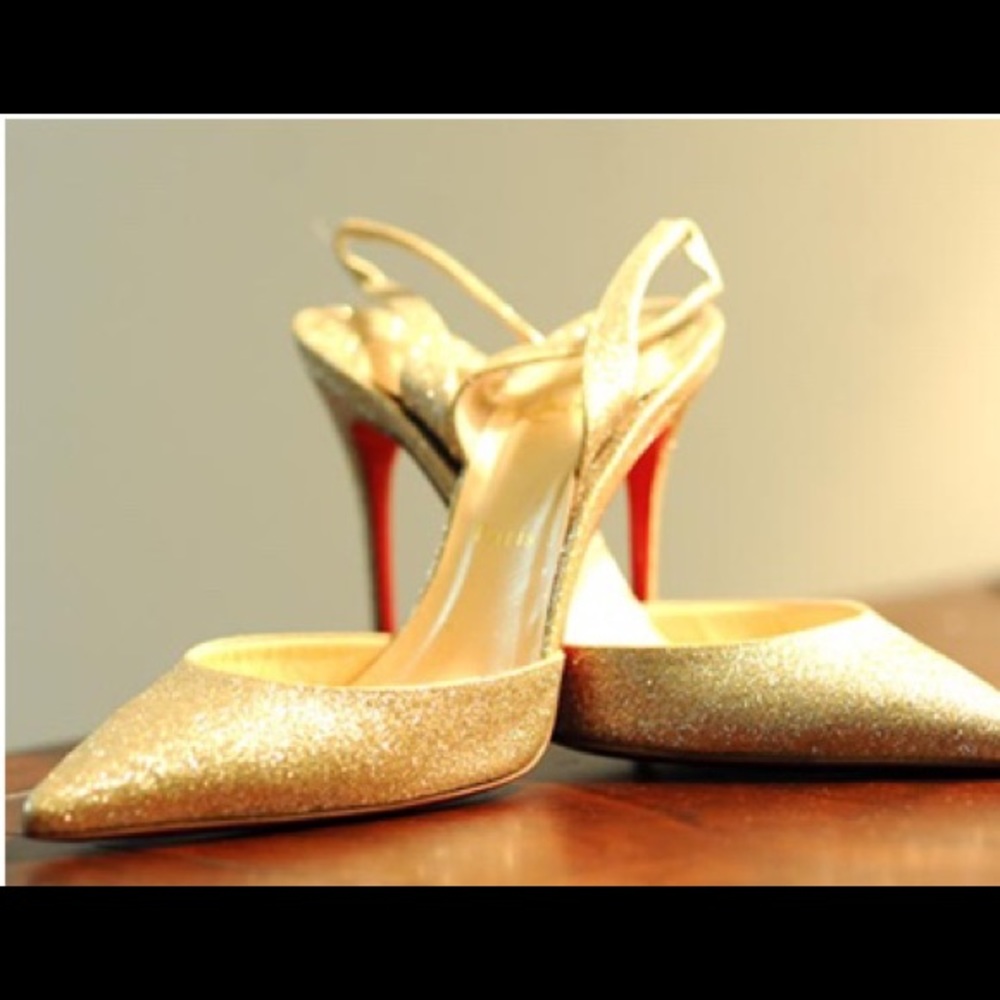 Christian-Louboutin Light Gold Sling back sandals